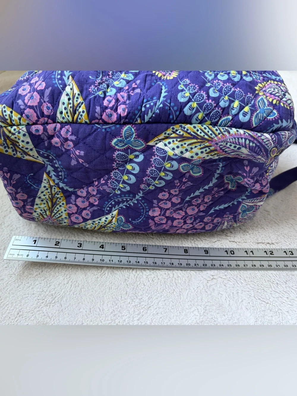 Vera Bradley Quilted Purple Backpack Retired Batik Leaves Pattern